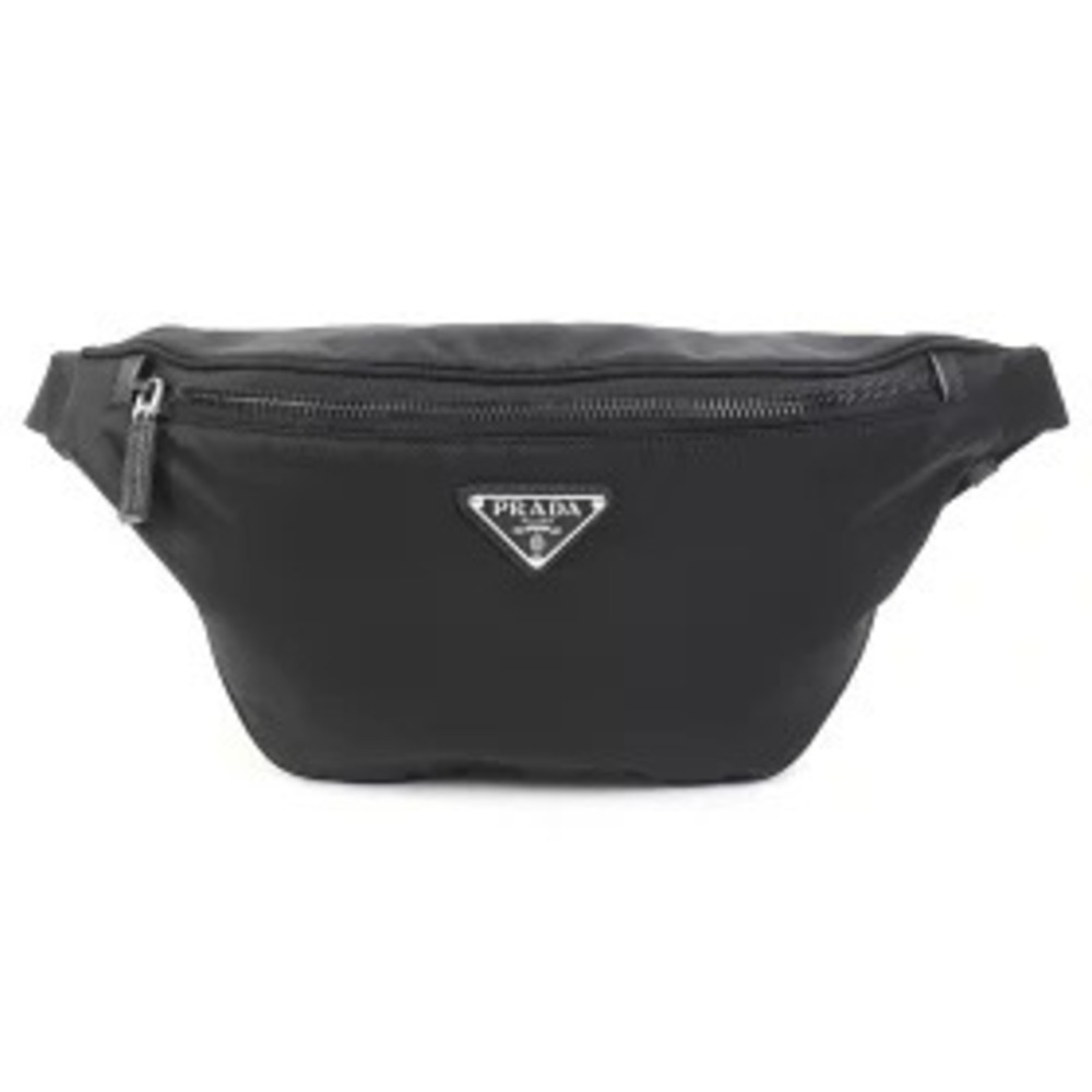 Prada Re Saffiano Leather Belt Bag Black Waist Crossbody Bum Sling Triangle - Picture 2 of 13